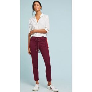 ANTHROPOLOGIE Burgundy Sz 8 Stretchy ESSENTIAL SLIM Side Stripe Pants Pockets